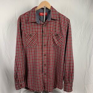 Wrangler Men's Red and Black Checkered Shirt